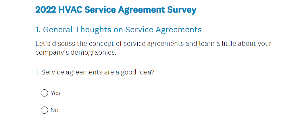 Tuesday Tool Tip – HVAC Service Agreement Survey