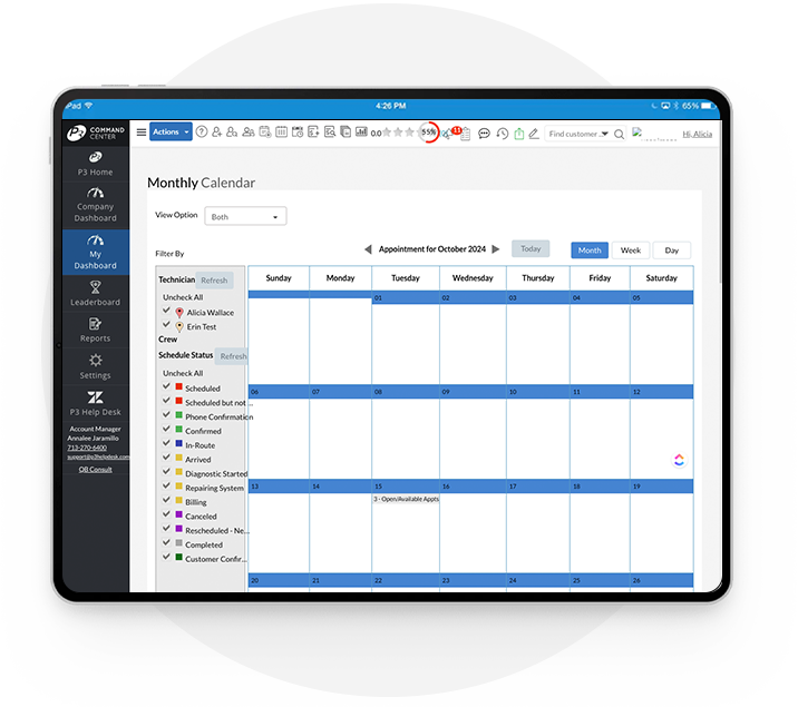 Calendar customer-list